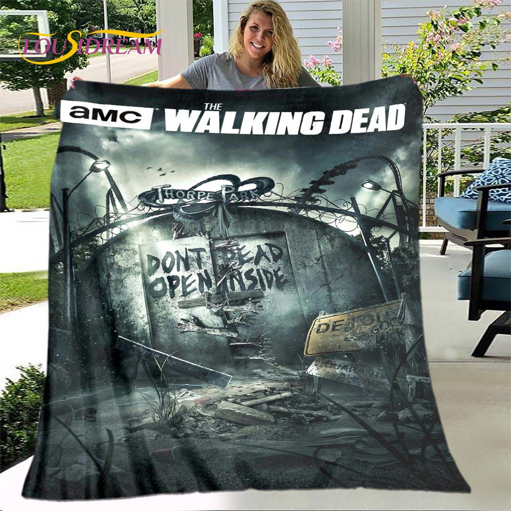 The Walking Dead Korku Yumuşak Peluş Battaniye, Flanel Battaniye Atmak Battaniye Oturma Odası Yatak Odası Yatak Kanepe Piknik Örtüsü Bettdecke