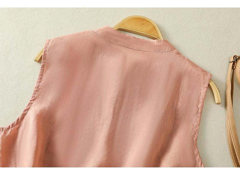 2025 Summer Women's Sleeveless Retro Button-Up Tank Top Jacket