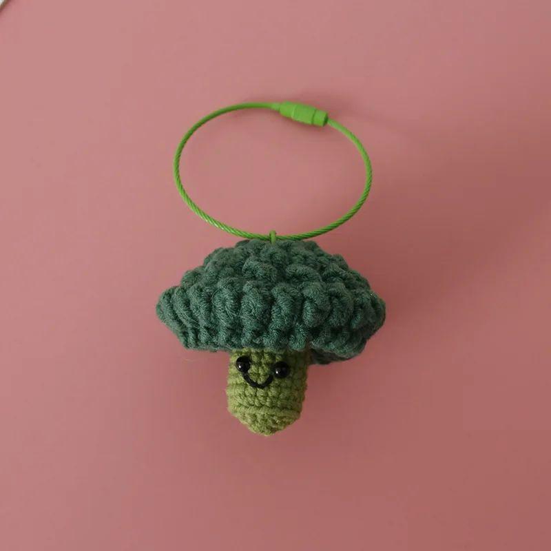 Creative Crochet Keychains Funny Expression Vegetable Doll Keychains Knitting Handmaking Cute Keyrings Bag Pendant Accessories