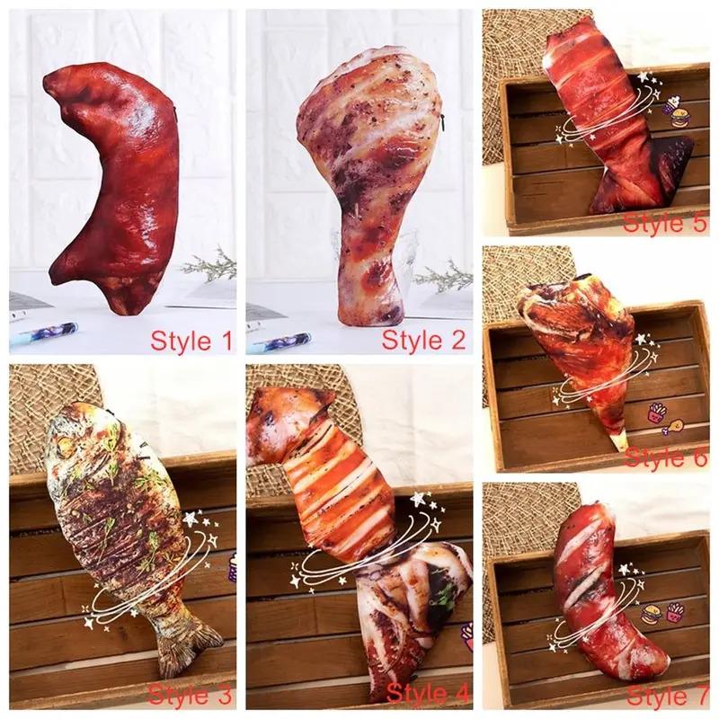 Pig's Trotters Meat Pencil Case Drumstick Carp Simulation Food Fish Shape Pen Bag Chicken Legs Realistic Stationery Bag