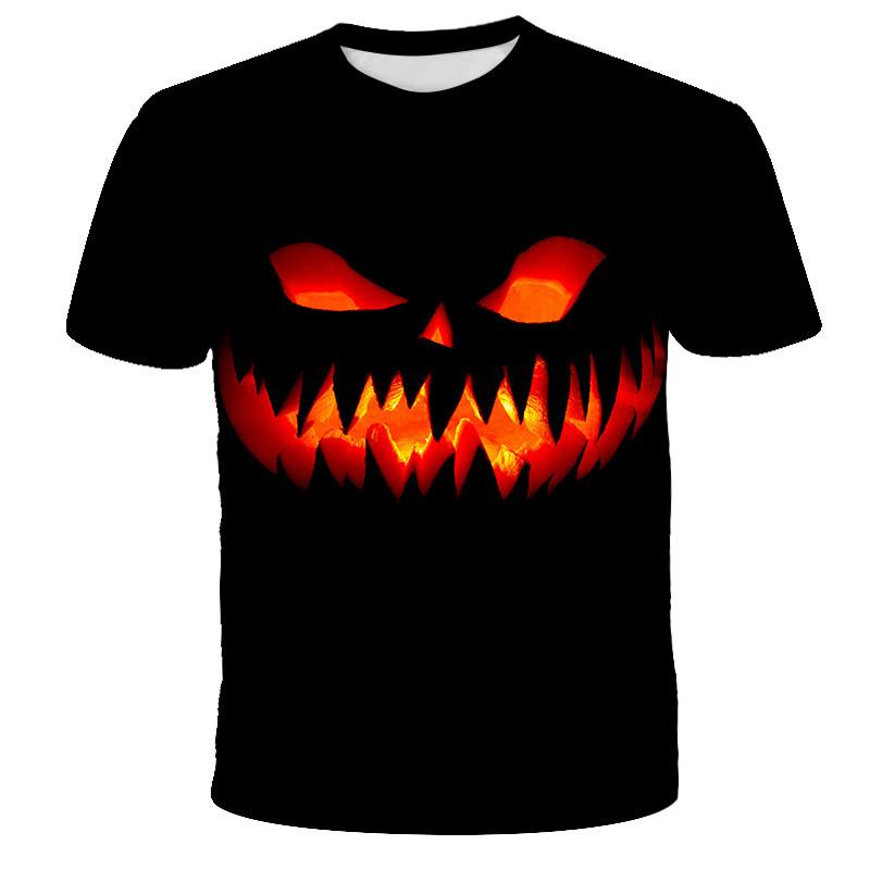 Summer new 3D printed loose round neck Halloween short sleeved T-shirt top