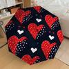 1pc Red Heart Pattern Automatic Folding Umbrella, Portable Collapsible Design, 8-Rib Iron Frame, Outdoor Accessory yy250905089