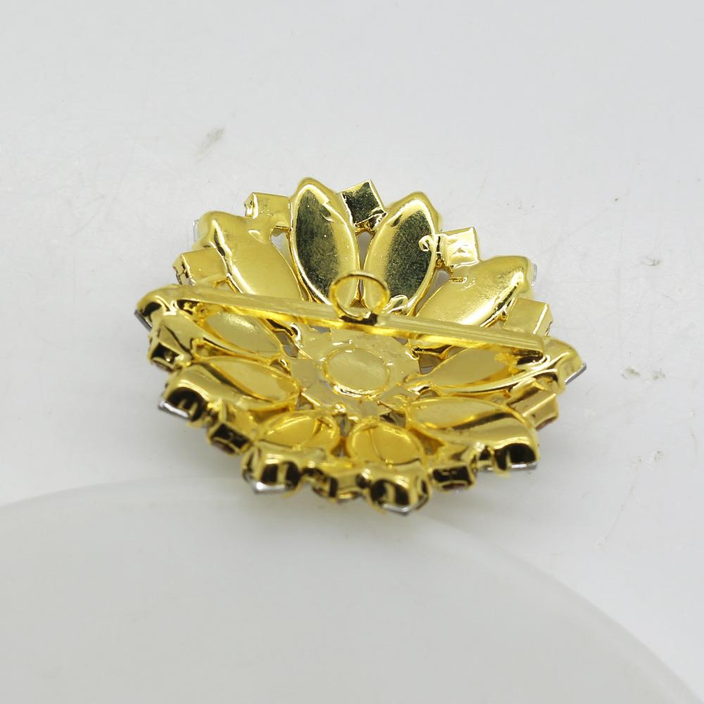 3pcs/lot 40mm rhinestone crystal button gold decorative flower button coat clothing fashionable clothing  accessories.