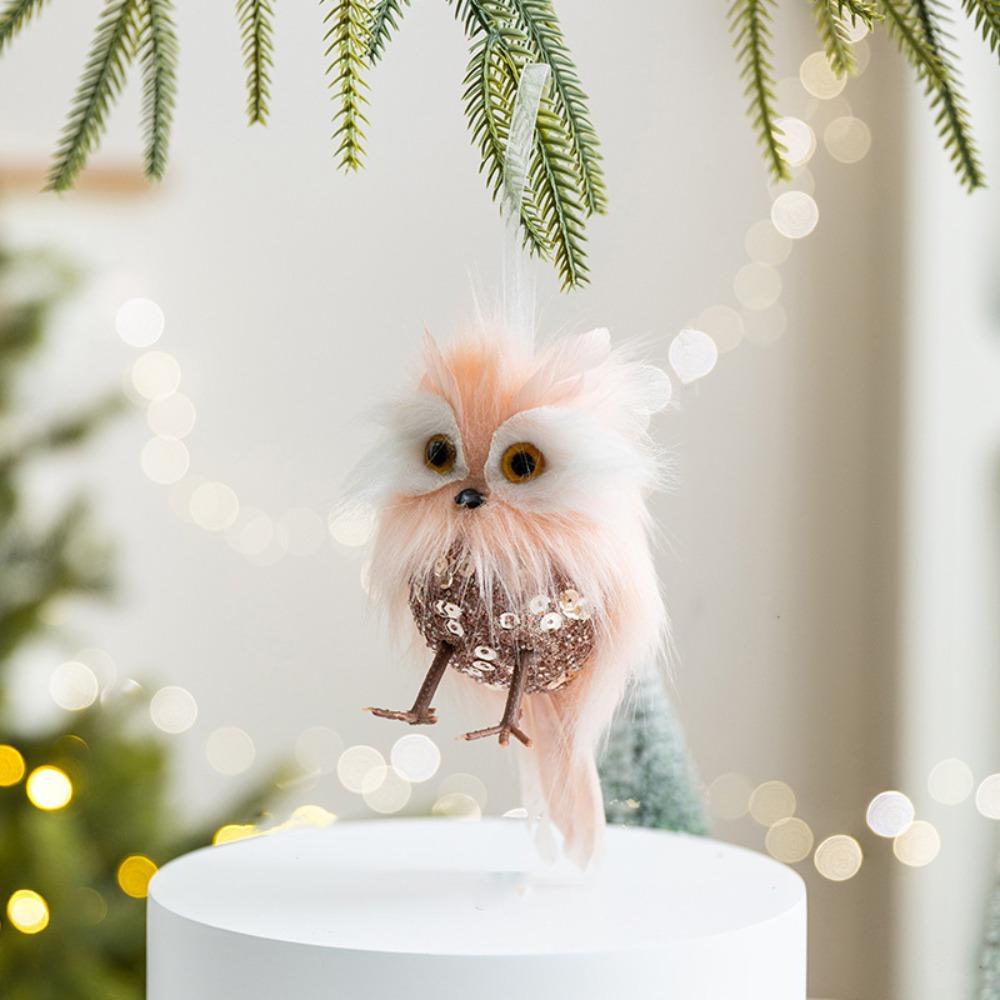 Sled Mouse Xmas Tree Pendants Cartoon Christmas Doll Pendant Cute Simulation Owl Ornament  Gift