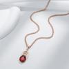 Red Natural Zircon Geometry Pendant Necklace For Women  Rose Gold And Black Plating Vintage Daily Fine Jewelry