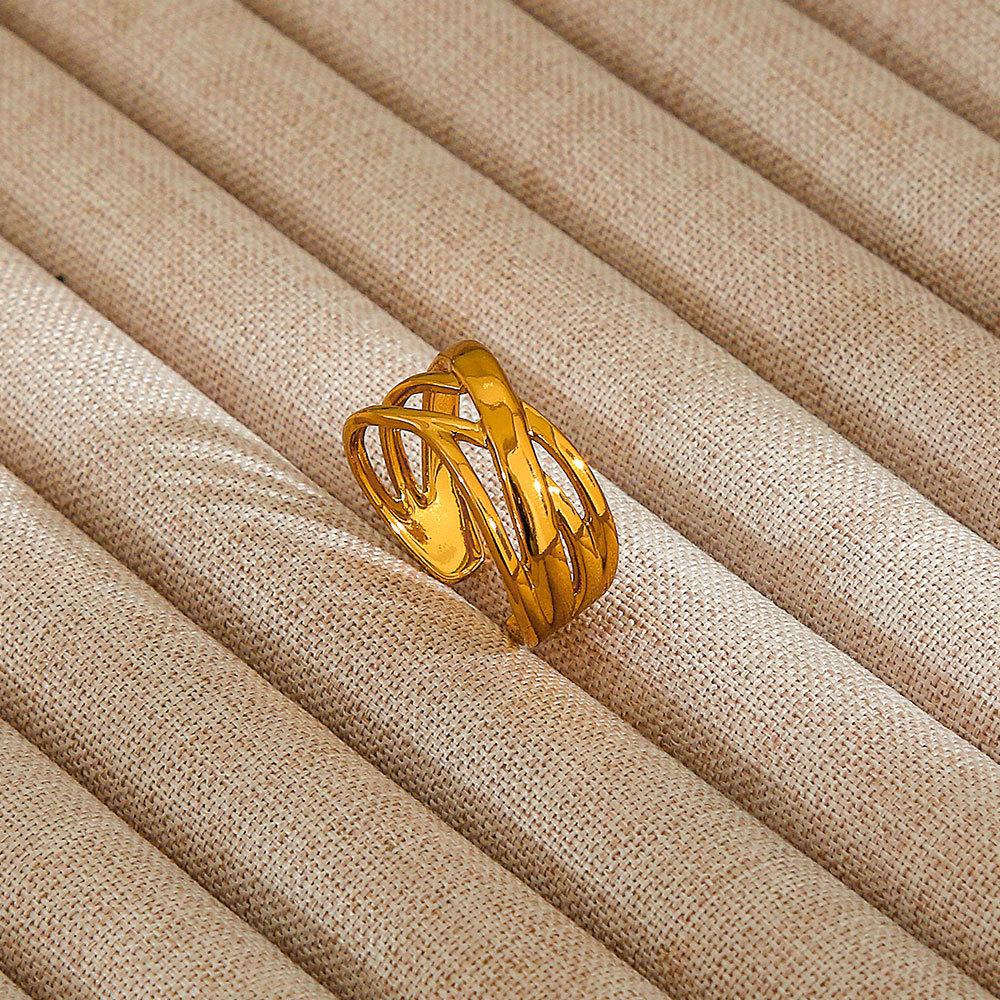 1Pcs Stainless Steel Ring Set with Zirconia, Metal Style Finger Ring, Index Finger Ring