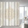 1pc Bohemian Style Golden Yellow Mandala Pattern Printed Shower Curtain, Polyester Fabric with 12 Hooks, Bath Curtain and