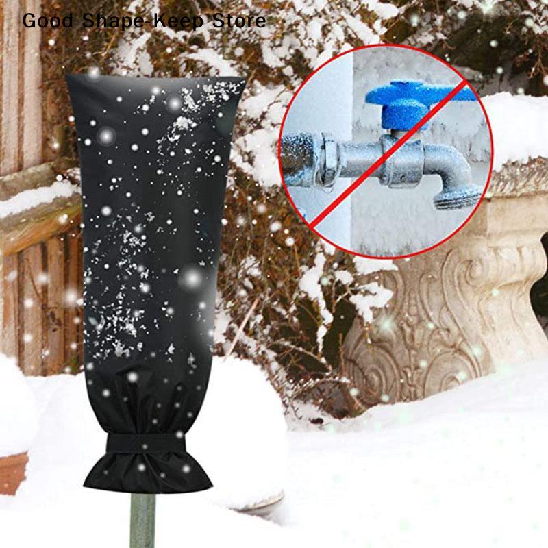 Reusable Outdoor Faucet Cover in Black for Winter; Waterproof Insulation Protector Preventing Freeze for Garden Tap