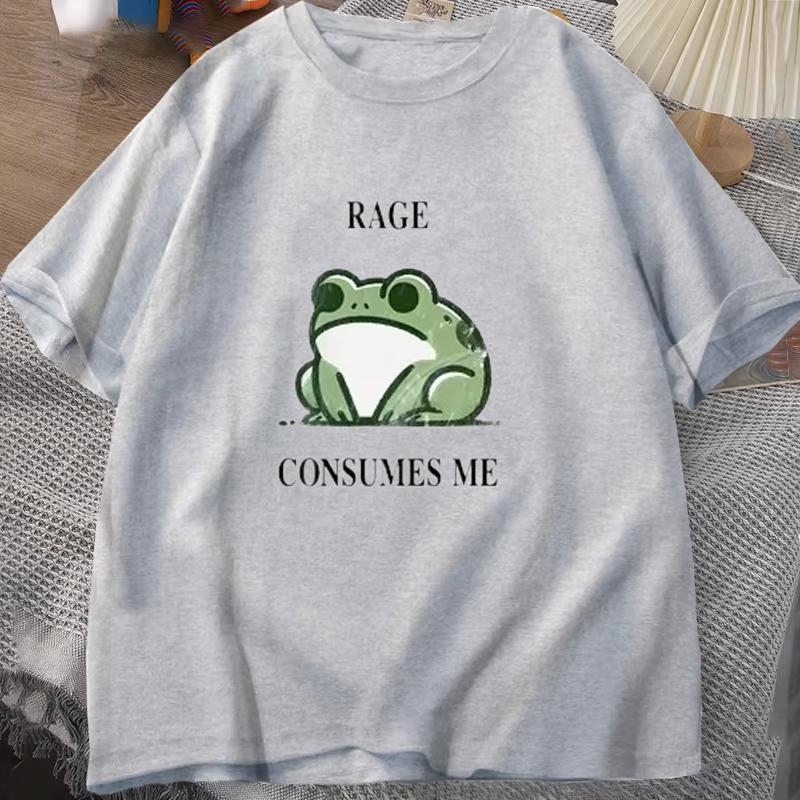 Funny Rage Consumes Me Frog Vintage T Shirt Women Tee Nature Lover Silly Frog Retro T-Shirt Women Men Clothing Short Sleeve Tops