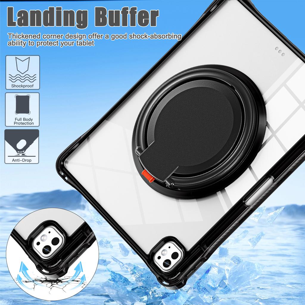 For iPad Pro 13 (2024) Case Rotary Kickstand PC+TPU+Acrylic Tablet Cover