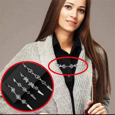 Europe and The United States Retro Alloy Sweater Clip Scarf Cardigan Buckle Shirt Collar Clip Anti-glare Bundle Tight Clip Brooch