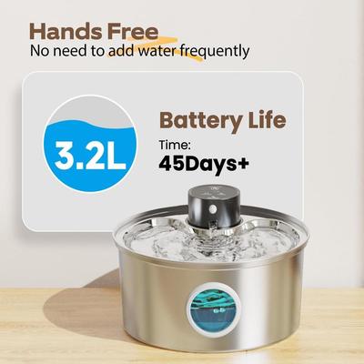 Stainless Steel Pet Waterbowl Smart Induction Silent Filtering Dog Water Dispenser Wireless Cat Automatic Water Fountain