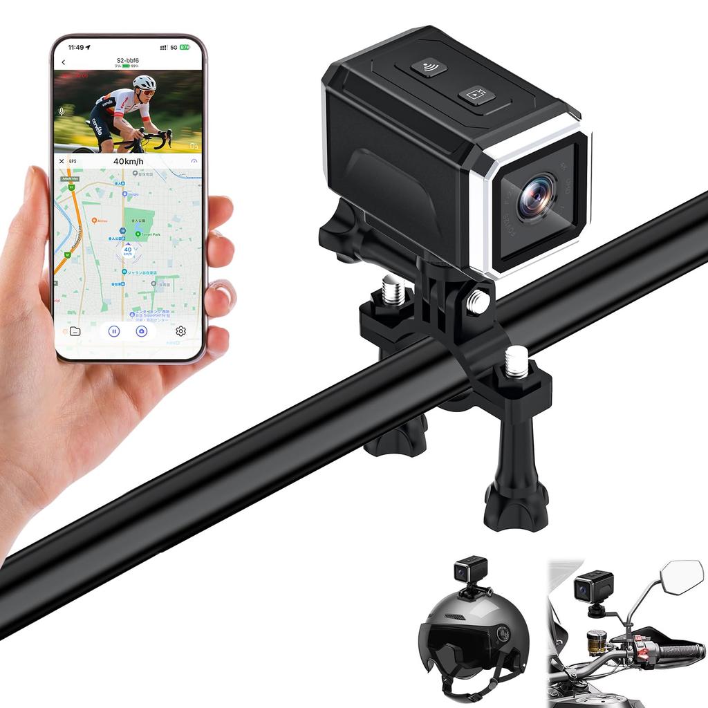 ZHTNC 4K Action Wearable Camera with Dash 64GB Card 8 Hours of Continuous HDR Night IP65 Waterproof and for and Outdoor Activities Camera, WiFi, Cam,