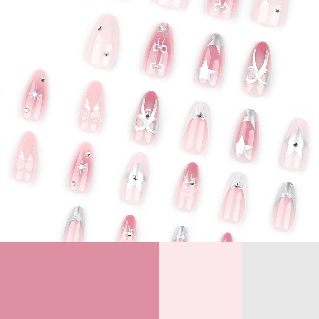 French Almond Nail Patch Nail Patch Popular Bow Nail Blush Star Nail Art Fake Nail