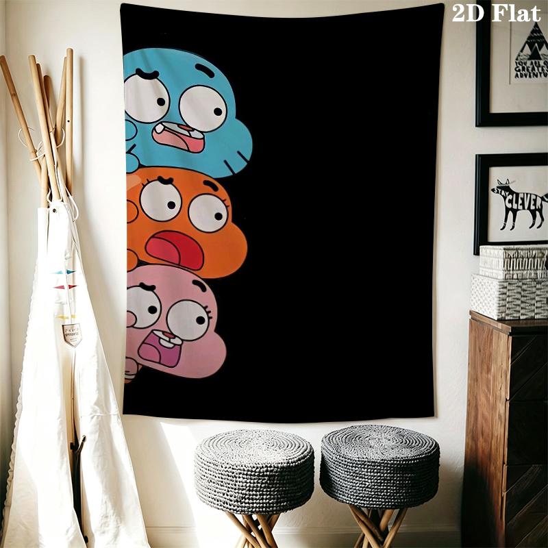 The Amazing World of Gumball Wall Tapestry Aesthetic Wall Hanging Printed Fabric Blanket Decorative Tapestries for Bedroom Living Room Home Decor