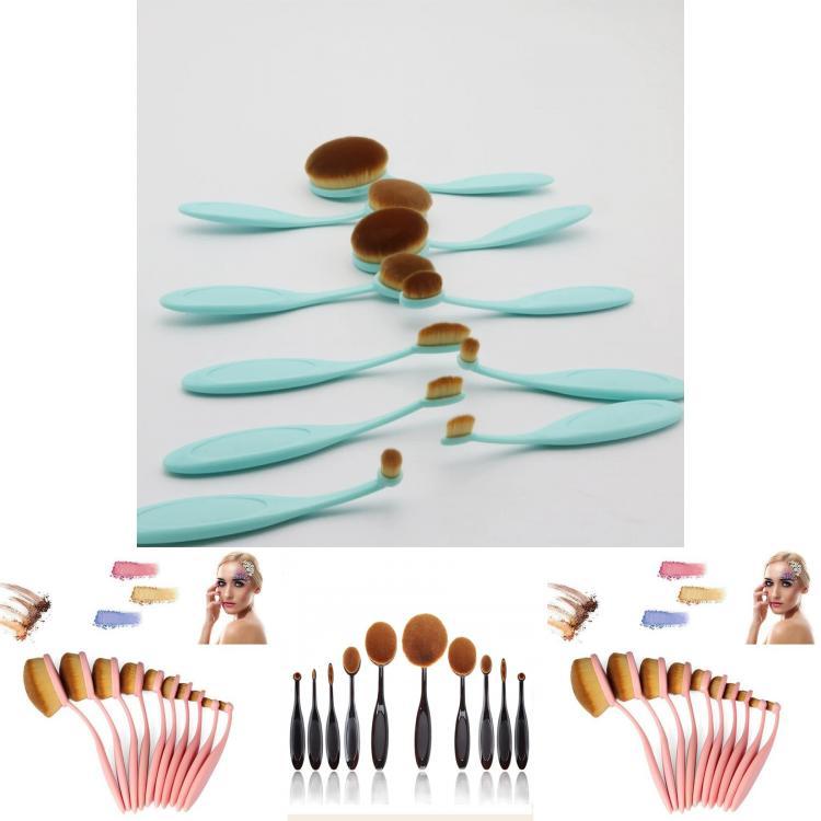 Classic Makeup Brush Set 10 Pieces With Synthetic Fibers For Flawless Foundation Application
