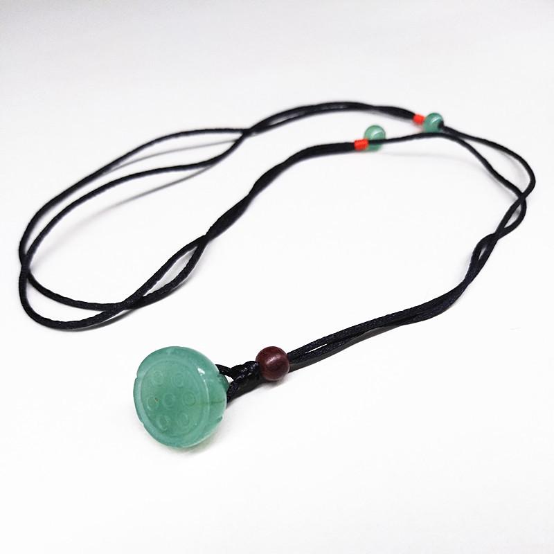 Handmade Ethnic Woven Jade Lotus Pod Necklace Pendant