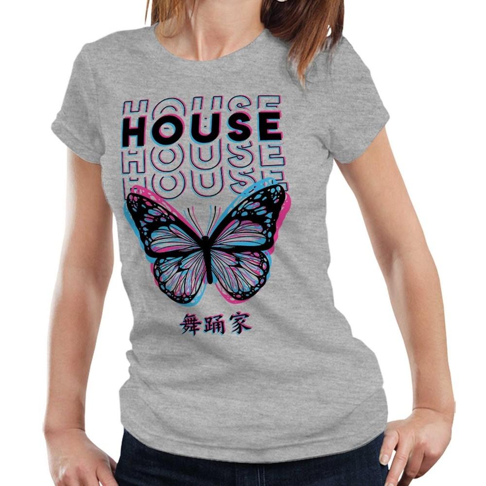 House Music Tshirt Semi Fitted Ladies Dance Glitch Butterfly Festival Outfit