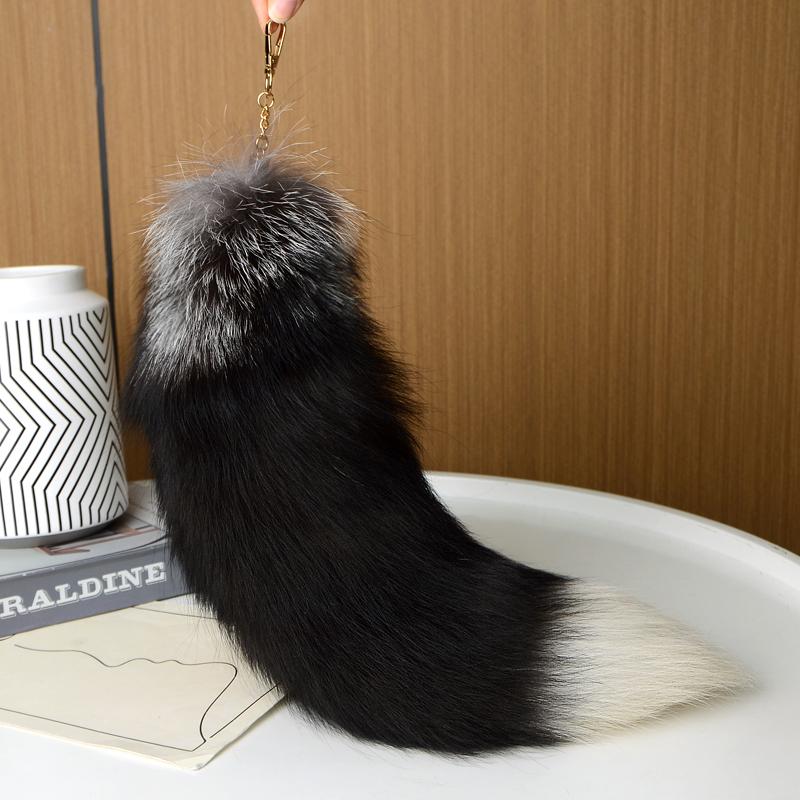 40cm Plyšový Liščí Ocas Klíčenka Přívěsky na Tašku Roztomilý Kožešinový Mývalí Ocas Klíčenka Klíčenka Zvířecí Ocas Klíčový Přívěsek Pompony Klíčenka Dekorace Tašky