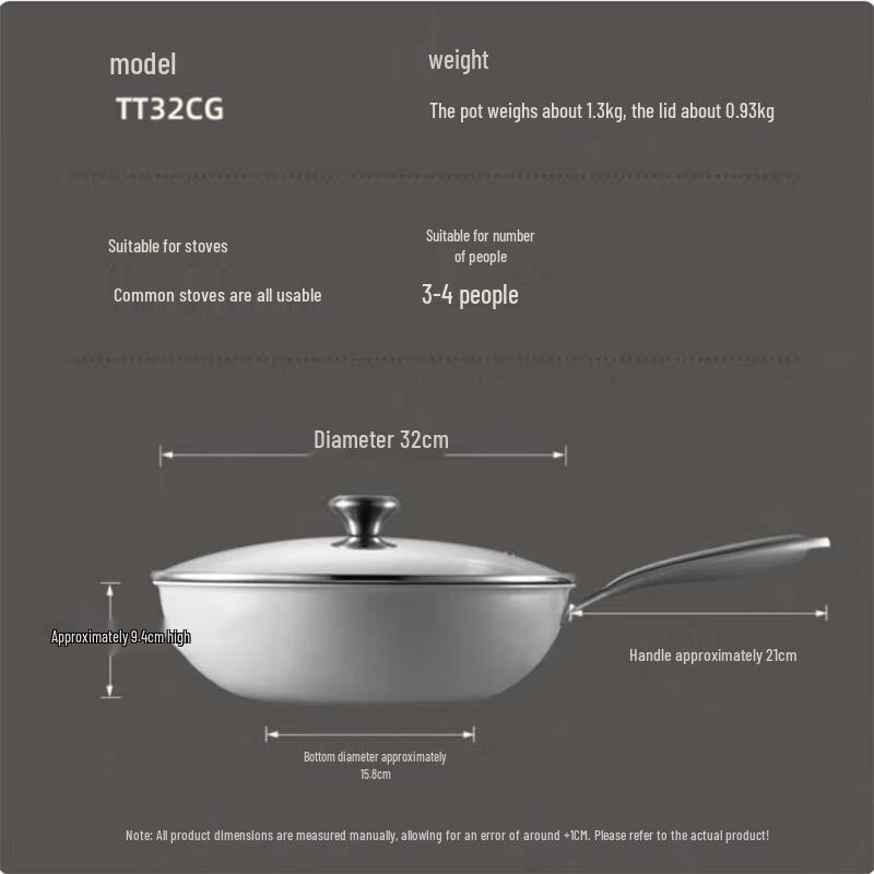 Chui Da Huang Titanium Ceramic Non-stick Wok 32cm