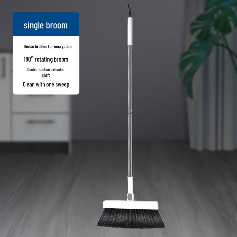 3-in-1 Folding Broom Set: Soft Bristle Broom & Non-stick Dustpan