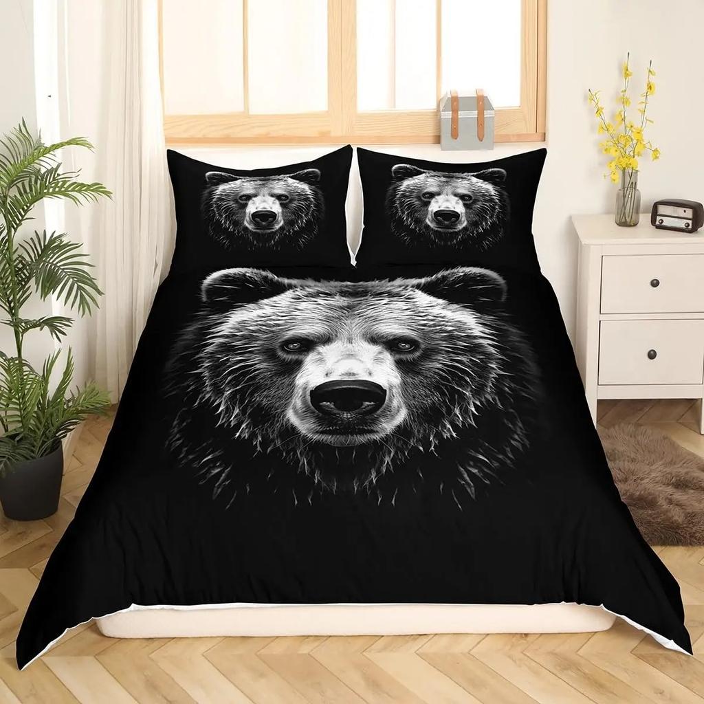 Comforter 3D Printed Cute Bear And Dog With Cartoon Animal Bedding Wild Animals Queen Size Comforter Set
