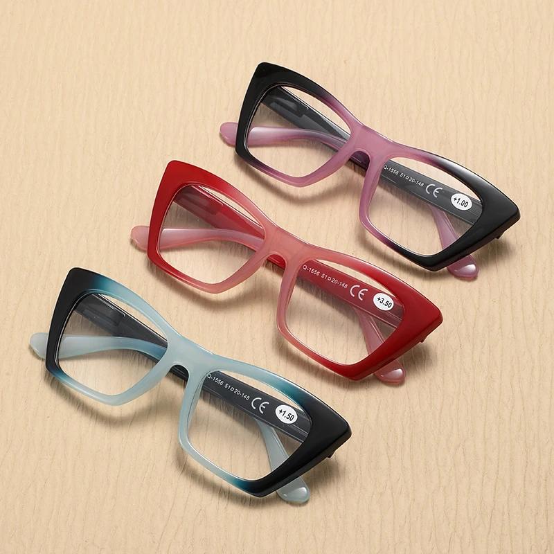 Fashion Gradient Square Reading Glasses For Women Vintage Purple Hyperopia Men's Presbyopia Eyeglasses Anti-Blue Light Eyewear