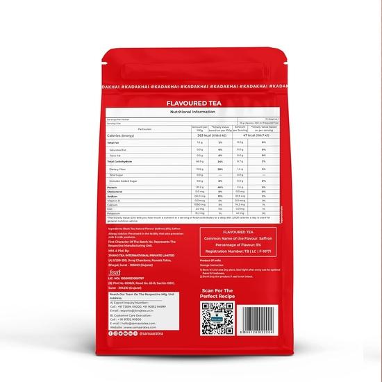 JIVVIJ SAMAARA Herbata Szafranowa 250g | Aromatyzowana Czarna Herbata Liściasta Assam CTC | Proszek Herbaty Kesar Chai Patti | Saszetka Saff Zaff