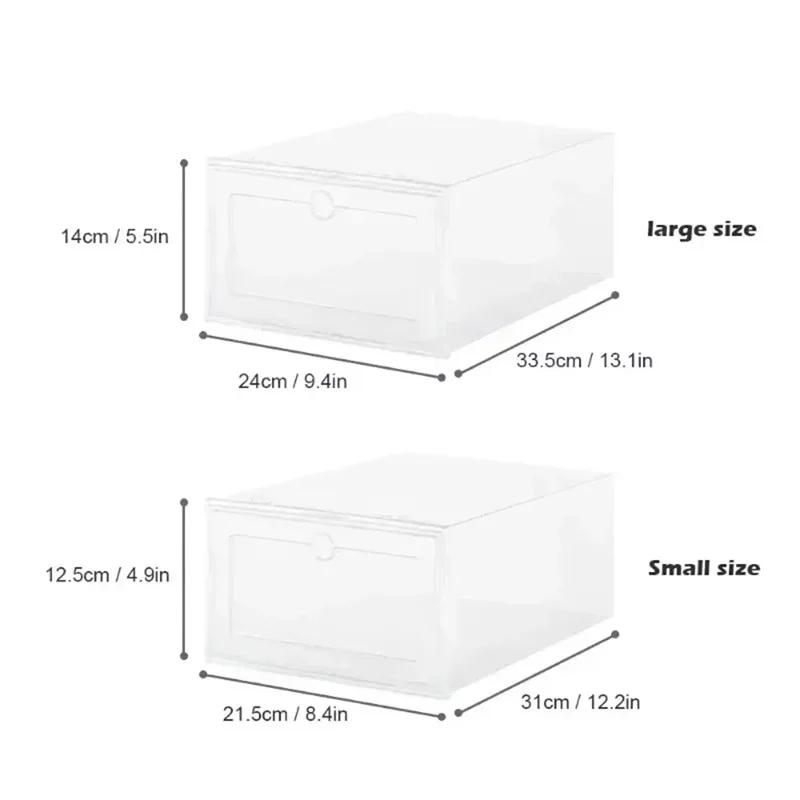 6/1cs Transparent Shoes Case Folding Storage Box Thickened Drawer Case Plastic Shoe Boxes Stackable Organizer Household Item