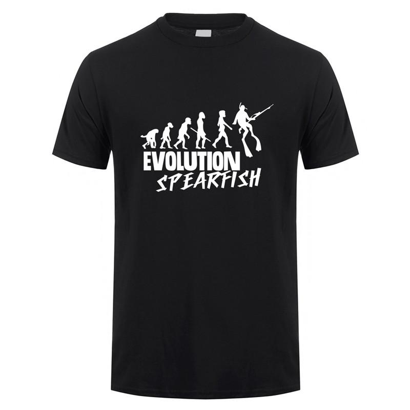 Funny Evolution Spearfishing T Shirt Summer Short Sleeve Cotton Spearfish T-shirt Tops Tee Camiseta JL-067