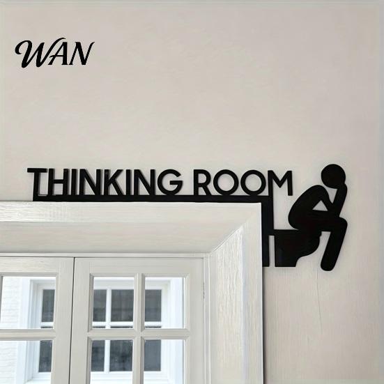 Placa Divertida para Baño Cartel para Puerta de Sala de Pensamiento Arte de Pared Decoración Metálica Humorística Topper para Inodoro Marco de Hierro Negro para Baño Fácil Instalación