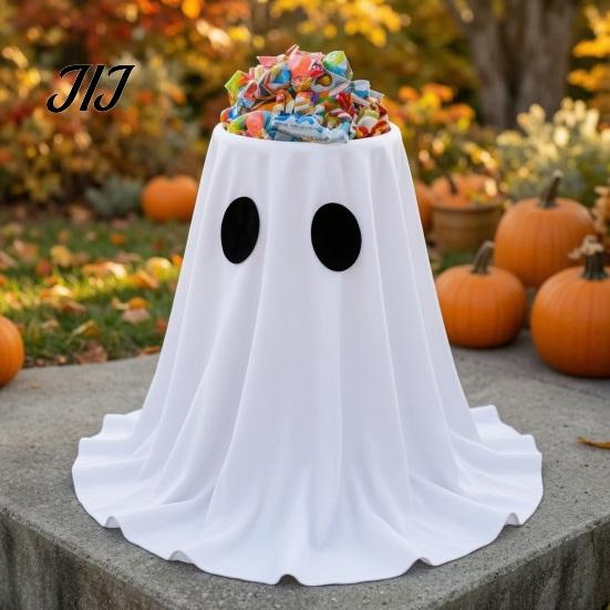 Outdoor Halloween Display Ghost Candy Bowl, Adjustable Height Large Holder, Trick or Snack Bowl Treat Standing Storage Dish for Porch Lawn Garden