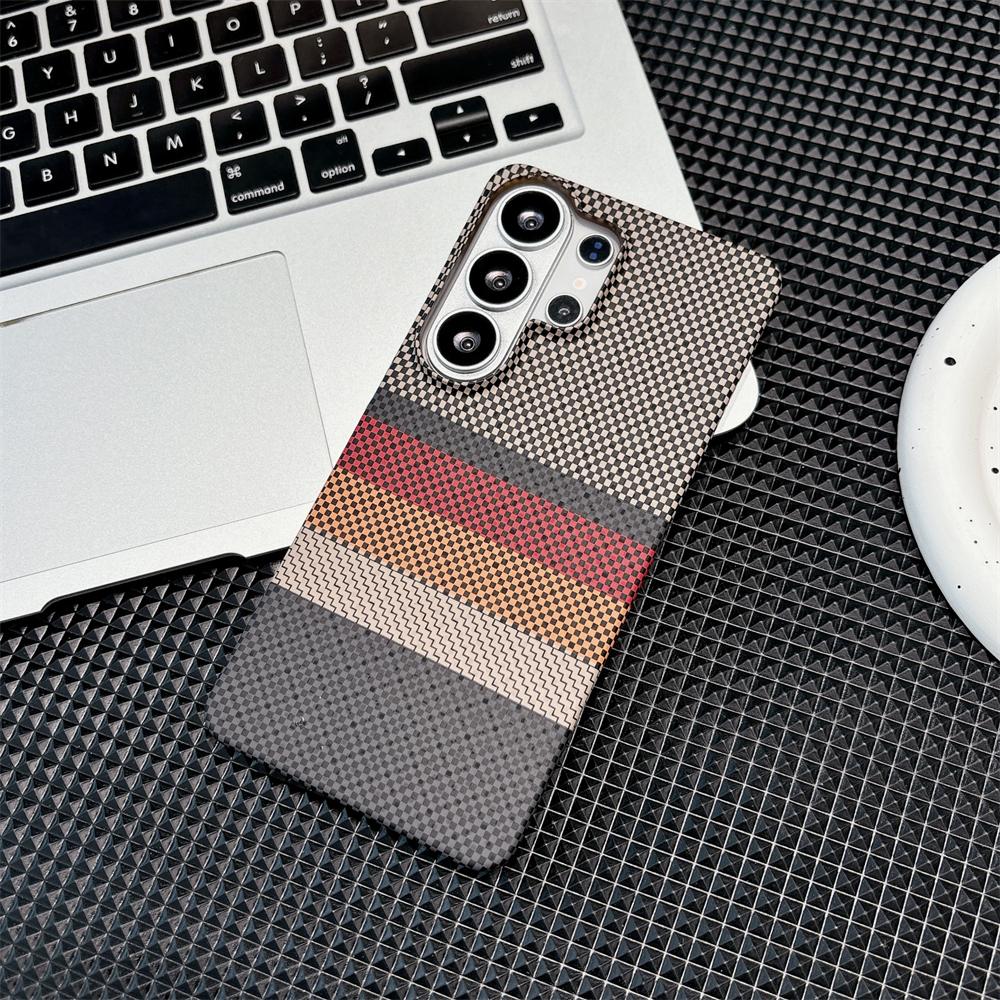 Ultra-thin Kevlar-patterned For Magsafe Charging Phone Case For Samsung S26 Ultra S25 S24 S23 FE Plus Half-pack Drop-Proof Cover