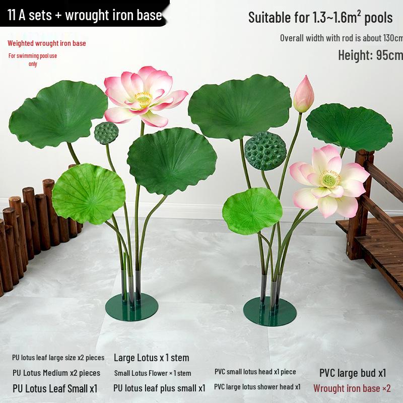 Artificial Lotus Leaf Pond Scenery Props with Stem for Stage and Landscape Photography