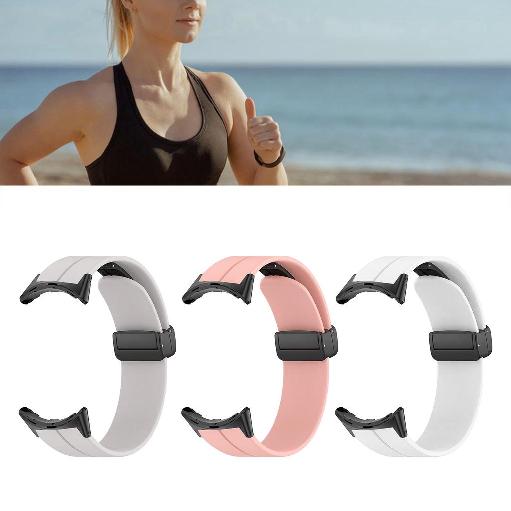 Silicone Watch Bands Soft Elastic Smartwatch Strap with Magnetic Folding Buckle for Google Pixel Silicone Watch Strap
