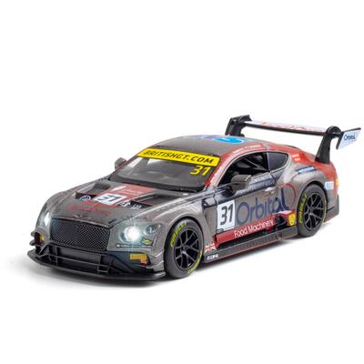 Giocattolo modello di auto pressofuso Bentley Continental GT3 in scala 1/32, veicolo giocattolo da tirare indietro con suono e luce per bambini, ragazzi, ragazze, collezione regalo