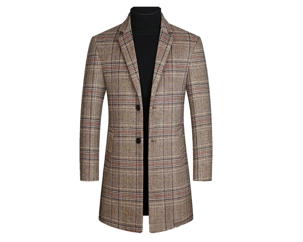 Kibapoj Wool Blend Trench Thick Lasha Winter Classic Fashion Business Fitted Long Business Lasha Coat Size Men's Coat, Top-Quality Coat, Long,