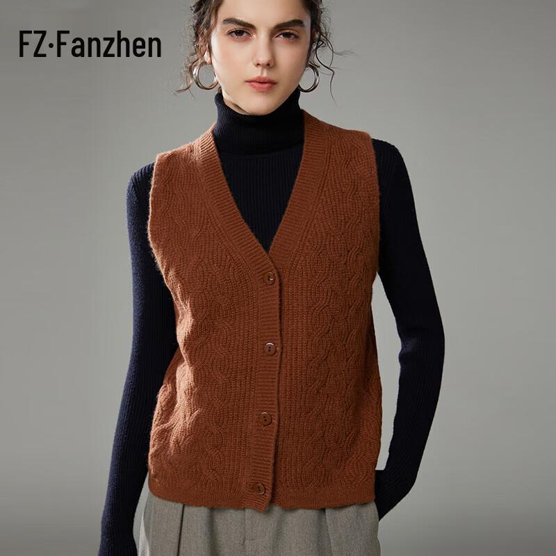Fanzhen Women's Sleeveless V-Neck Cashmere Blend Cardigan Vest