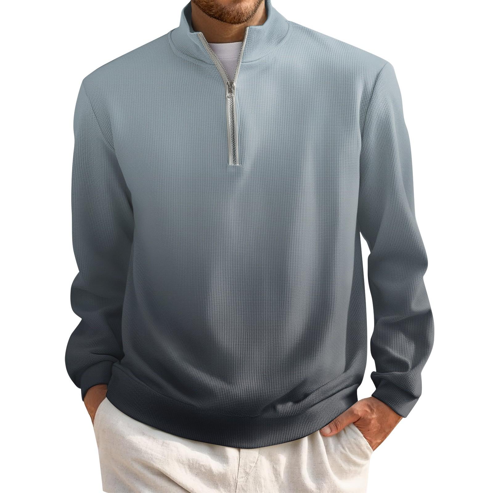 

Men s Short Zip Pullover Turtleneck Long Sleeve Top XXL