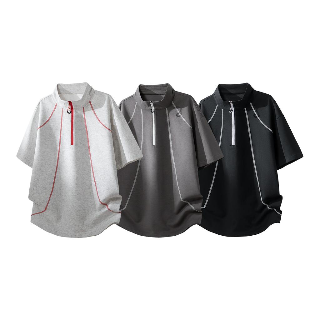 Summer Plus Size Short Sleeved T-shirt Men's Ice Silk Outdoor Versatile Quick Drying Pullover Short Sleeved Loose and Loose Sports Top