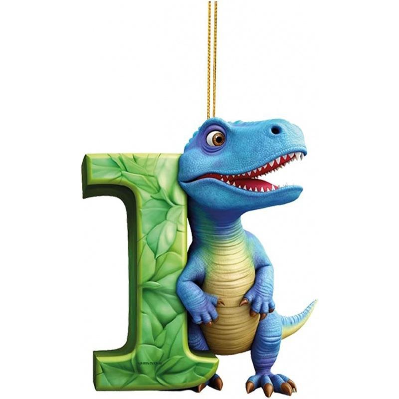 1ks vánoční dinosauří ozdoby 26 písmen kreslený přívěsek 2D plochý akrylový materiál dinosauří figurky závěsná vánoční párty dekorace, ideální pro domácnost