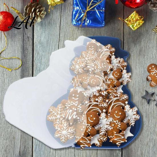 Festive Countertop Storage Box Christmas Serving Tray with Airtight Lid Decorative PP Food Organizer School Supply Moisture Proof Container Holiday