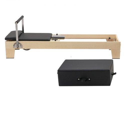 VEVOR Pilates Reformer Machine, Wooden Pilates Workout Equipment for Home Gym Studio Use, Pilates Bed with Dual Resistance- Spring & Cord