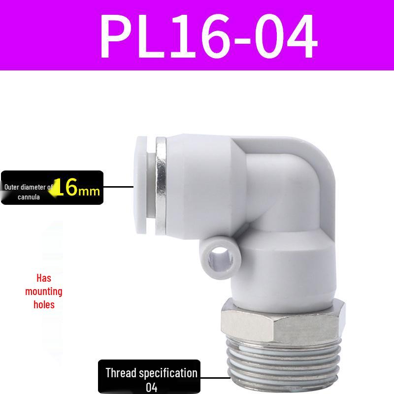 Premium White Male Thread Elbow PL8-02 Pneumatic Connector, 4-M5/6-01/10-03/12-04 Air Tube