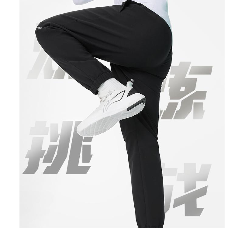 Li Ning Fitness Series Solid Color Multi-Pocket Casual Versatile Fleece Cuffed Knitted Sports Pants Men Pants Black AYKT929-2