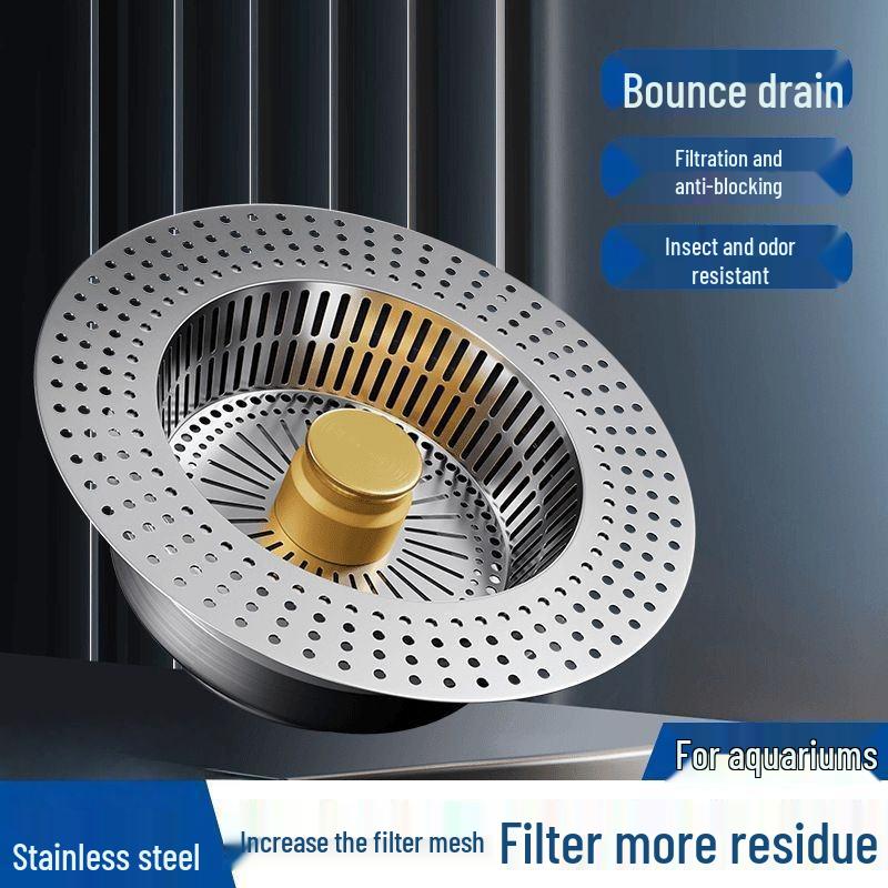 Universal Stainless Steel Sink Drainer: Press-Type Basin Filter & Leak Stopper