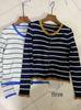 Women's Slim Fit Korean V-Neck Striped Knit Cardigan – Early Autumn Retro Style Sweater