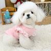Hund Baumwollweste Spitze Rüsche Kurzarm Pullover Welpenkleidung Weich Atmungsaktiv Sommer Haustier T-Shirt mit Schleife für Kleine Mittlere Hunde Katzen