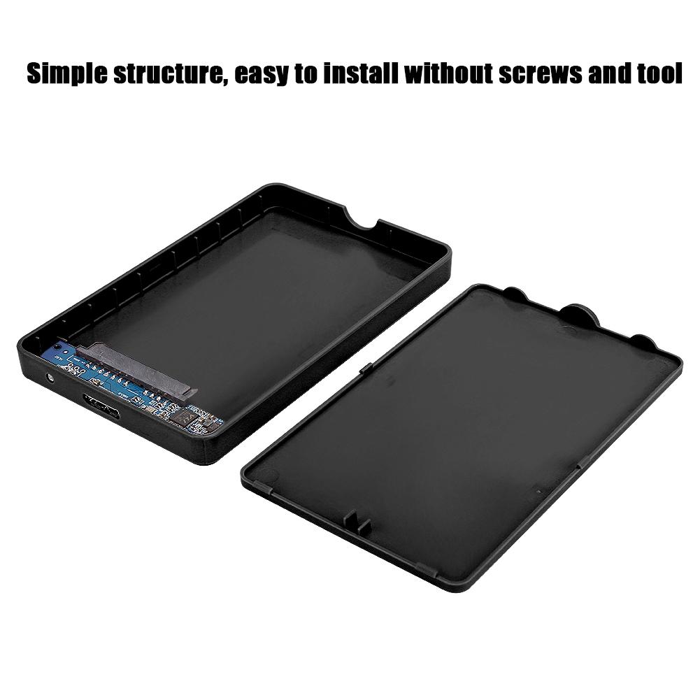 2,5 Zoll Mobile Festplatte Externes Gehäuse ABS 5 Gbit/s Übertragung HDD Box USB3.0 SATA Schwarz  (Nicht enthalten