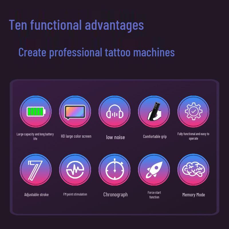 Adjustable Wireless Tattoo Pen: Stroke, Frequency, Lining & Shading All-in-One with Custom Logo Printing